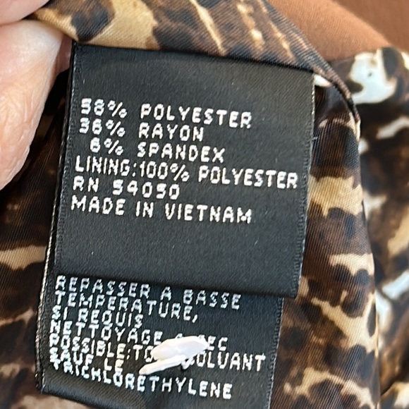 Kasper Sportswear Brown Jacket with Tortoise Buttons and Leopard Lining sz.10 - Picture 5 of 8